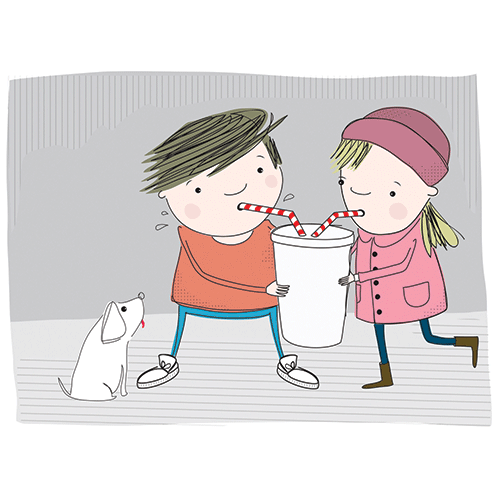 Kids sharing drink